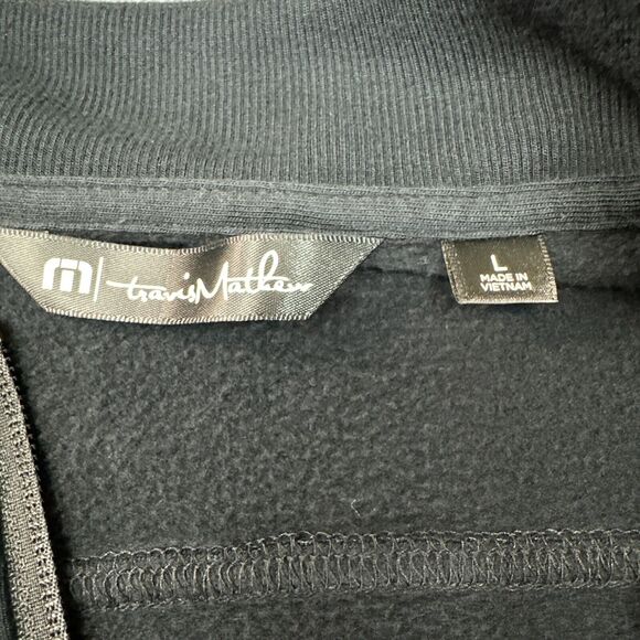 Travis Mathew Pullover Large Black Quarter Zip Fleece Lined Activewear Comfort - Picture 2 of 11